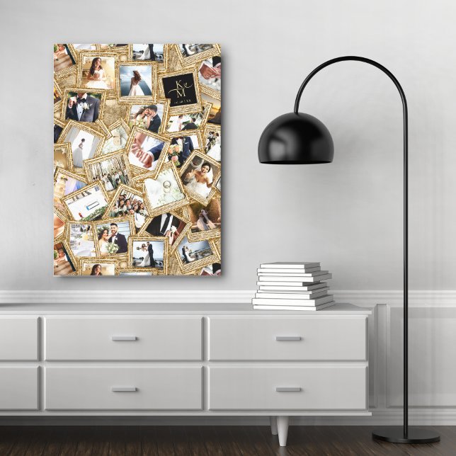 Wedding Keepsake 30 Photo Collage Gold ID1065 Canvas Print (Creator Uploaded)