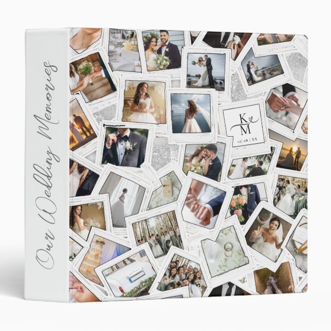Wedding Keepsake 30 Photo Collage White ID1065 3 Ring Binder (Front/Spine)