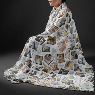 Wedding Keepsake 31 Photo Collage White ID1065 Fleece Blanket