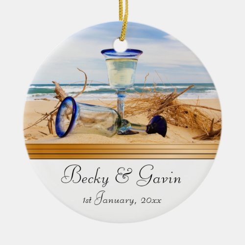 Wedding Keepsake Beach Wedding Ceramic Ornament