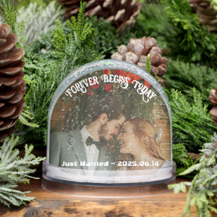 Wedding Keepsake Custom Photo Text Dome Snow Globe