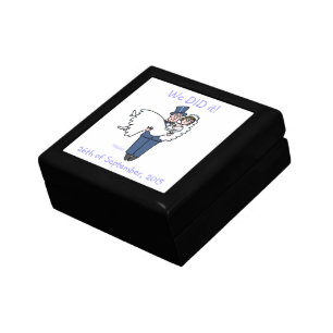 Wedding Keepsake Cute Cartoon Bride and Groom Jewelry Box