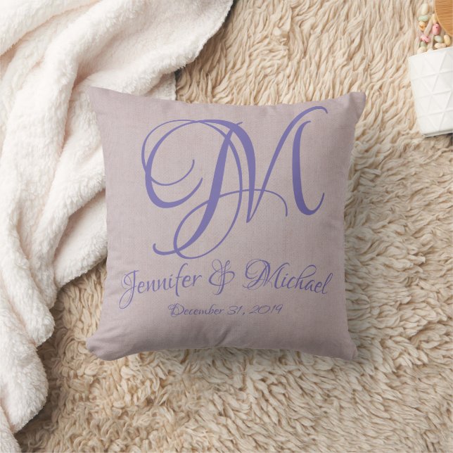 Wedding Keepsake Dusty Pink Monogram Pillow (Blanket)