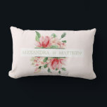 Wedding Keepsake Elegant Modern Floral Chic Lumbar Pillow<br><div class="desc">How pretty to give as a gift a custom name gift pillow 
An elegant  floral  memory pillow  featuring a floral bouquet. 
The  floral design from Just Fine Designs. 
White,  greens and blush pinks are the colors in the design.
Elegant modern formal design.</div>