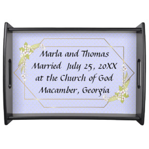 Wedding Keepsake in Blue with Hearts and Frame Serving Tray