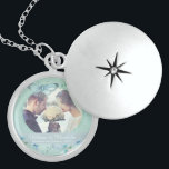 Wedding Keepsake Locket Necklace<br><div class="desc">Personalized Wedding favors, gifts and keepsakes with a pretty watercolor painting of a blue butterfly and flowers framing your photograph with a soft romantic filter over your image to perfectly blend art and photography together.</div>