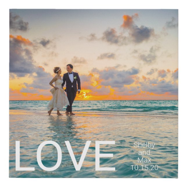 Wedding Keepsake Love Photo Personalized Faux Canvas Print (Front)