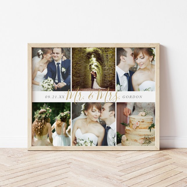 Wedding Keepsake Mr. and Mrs. 6 Photo Collage Poster (Creator Uploaded)