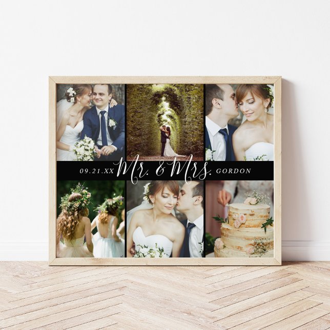 Wedding Keepsake Mr. and Mrs. 6 Photo Collage Poster (Creator Uploaded)