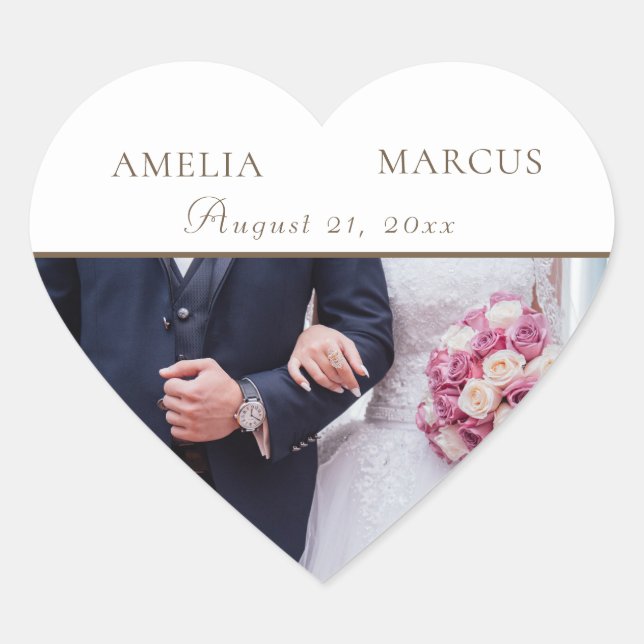 Wedding Keepsake Photo Elegant White Heart Sticker (Front)