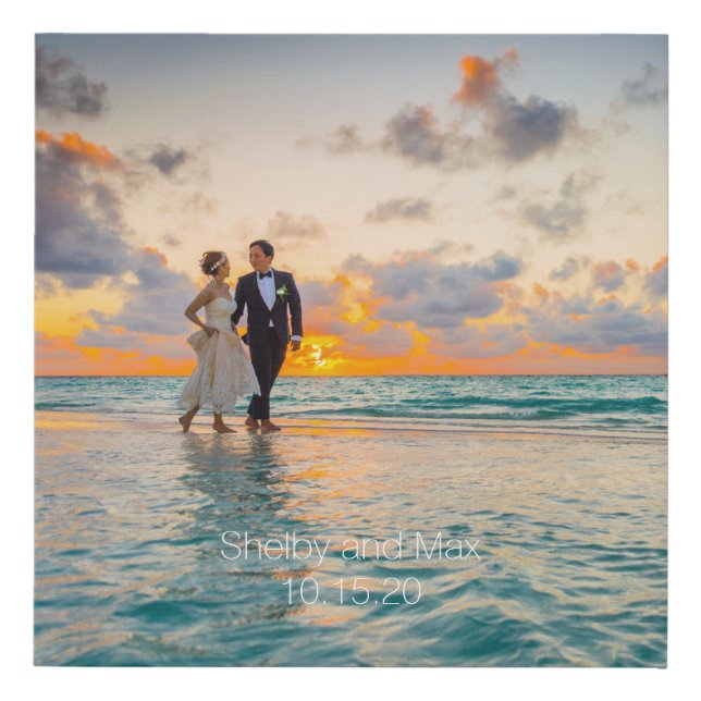 Wedding Keepsake Photo Personalized Faux Canvas Print (Front)