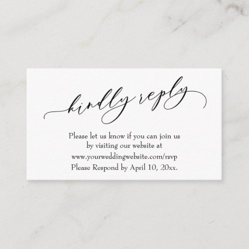 Wedding Kindly Reply Online Luxury Script Enclosure Card