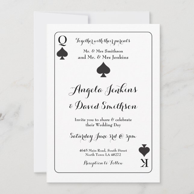 Wedding King Queen Ace Spades Playing Card Invite (Front)