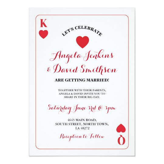 Wedding King Queen Hearts Playing Card Ace Invite Zazzle Com
