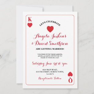 King And Queen Of Hearts Wedding Invitations & Templates