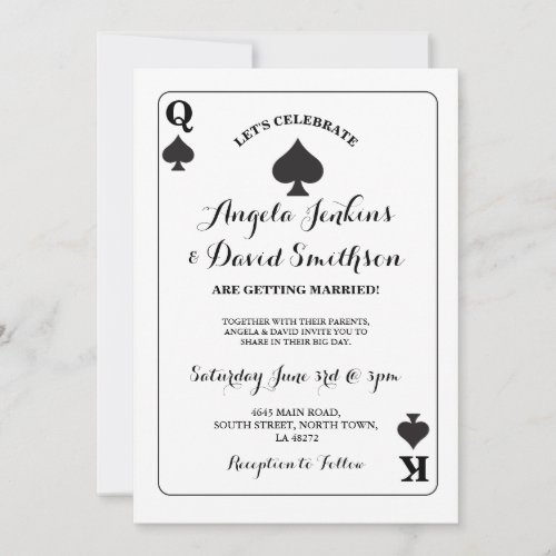 Wedding King Queen Spade Playing Card Ace Invite