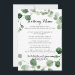 Wedding Kissing Menu Game Eucalyptus Card<br><div class="desc">This wedding kissing menu game eucalyptus card is perfect for a simple wedding reception. The design features watercolor hand-drawn elegant botanical eucalyptus branches and leaves.</div>