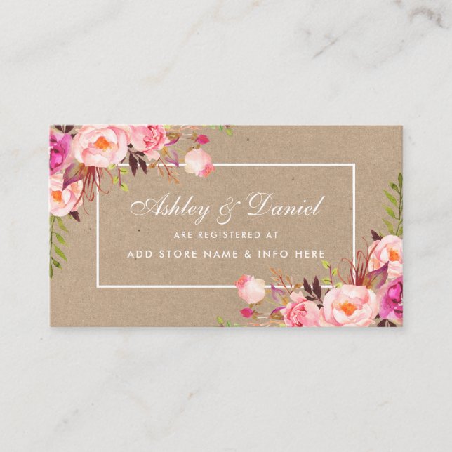 Wedding Kraft Pink Blush Registry Insert Card (Front)