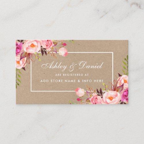 Wedding Kraft Pink Blush Registry Insert Card