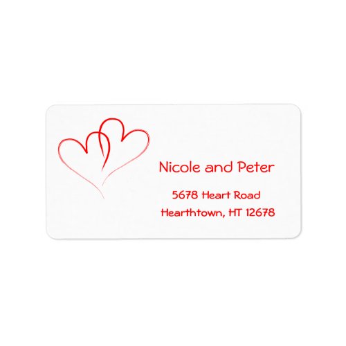 Wedding Label _ Two Red Hearts