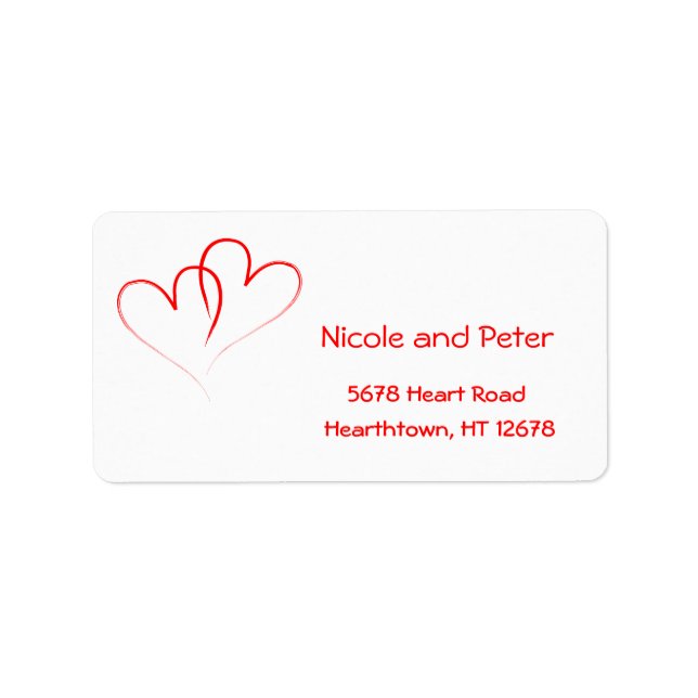 Wedding Label - Two Red Hearts (Front)