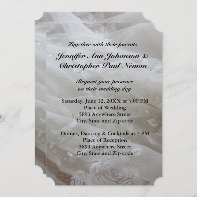 Wedding Lace Dress Image Wedding Invitation (Front/Back)