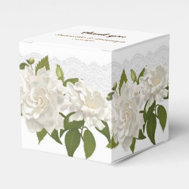 Wedding Lace Flowers Square Favor Gift Box (Front Side)