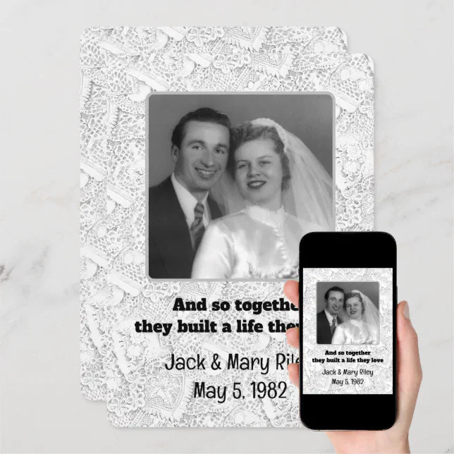 Wedding Lace Vow Renewal Photo Frame Invitation Zazzle
