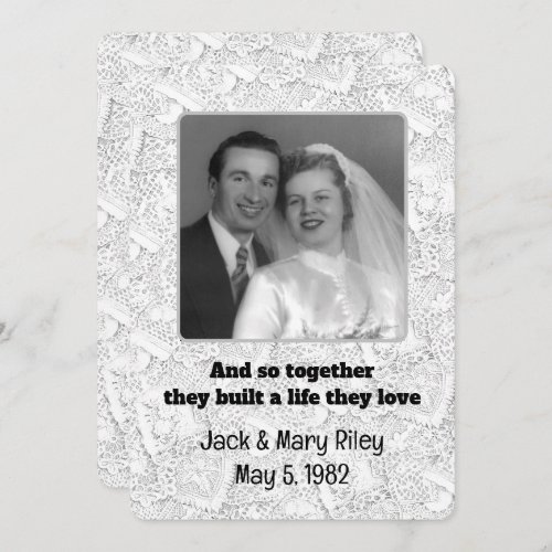 Wedding Lace Vow Renewal Photo Frame Invitation