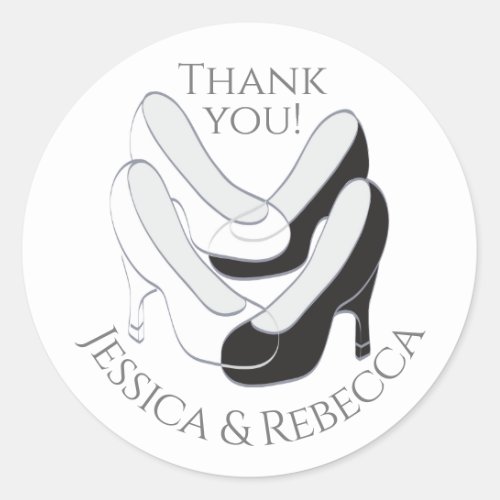 Wedding Ladies Shoes Black and White Classic Round Sticker