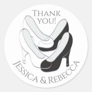 Wedding Ladies Shoes Black and White Classic Round Sticker
