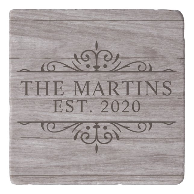 Wedding Last Name Newlywed Gift Trivet (Front)