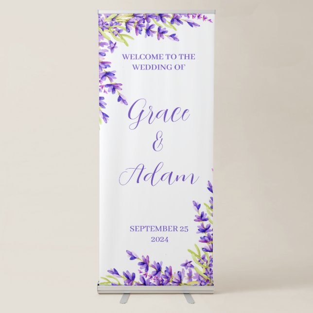 Wedding lavander violet banner purple rustic chic (Front)