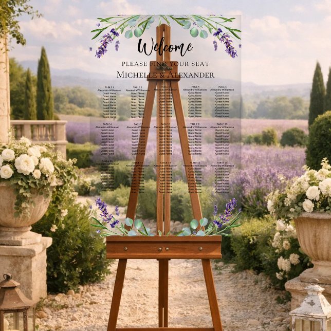 Wedding lavender 15 tables seating chart (Creator Uploaded)