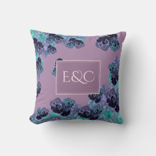 Wedding/Lavender and Teal Cottagecore Floral Throw Pillow