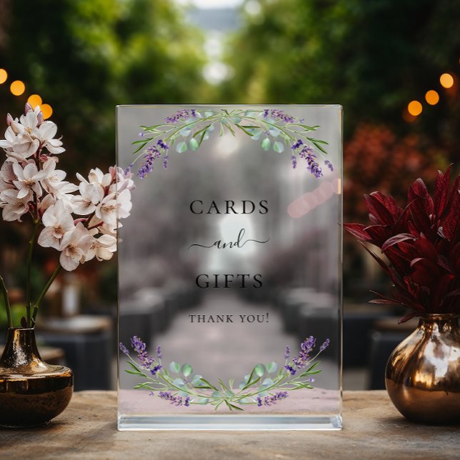Wedding lavender eucalyptus greenery cards gifts acrylic sign (Creator Uploaded)