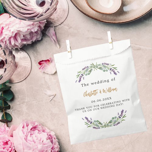 Wedding lavender eucalyptus greenery thank you favor bag