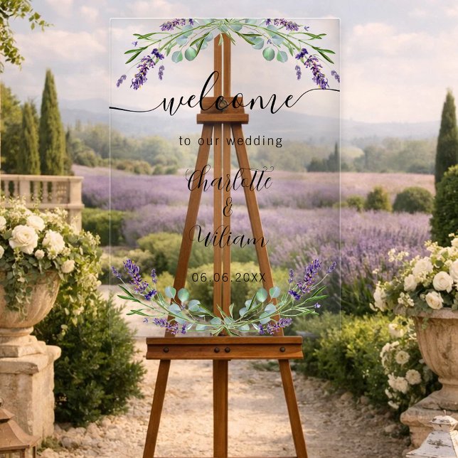 Wedding lavender eucalyptus greenery welcome acrylic sign (Creator Uploaded)