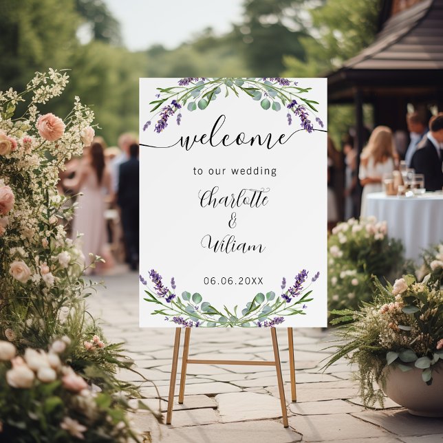 Wedding lavender eucalyptus greenery welcome foam board (Creator Uploaded)