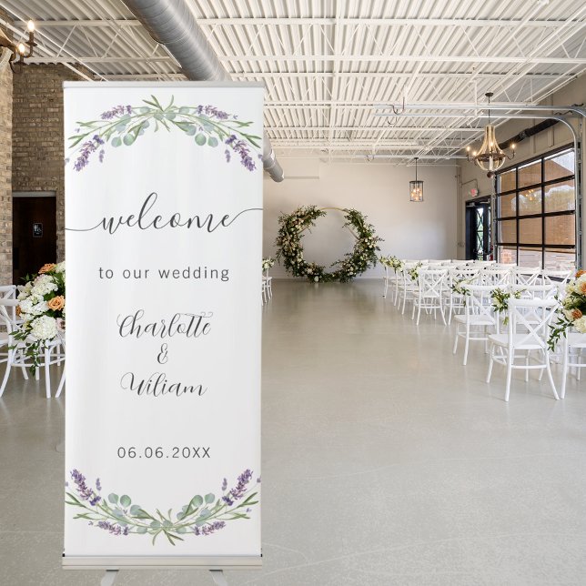 Wedding lavender eucalyptus greenery welcome retractable banner (Creator Uploaded)