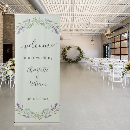 Wedding lavender eucalyptus sage green welcome retractable banner