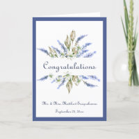 Wedding Lavender Floral Name Congratulations Card