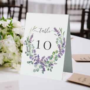 Wedding lavender florals eucalyptus table card tent