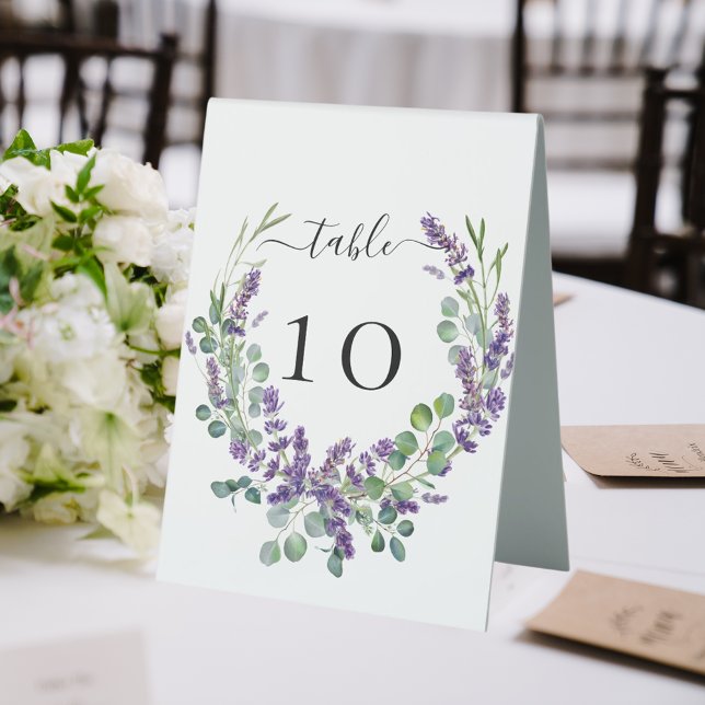 Wedding lavender florals eucalyptus table card tent (Creator Uploaded)