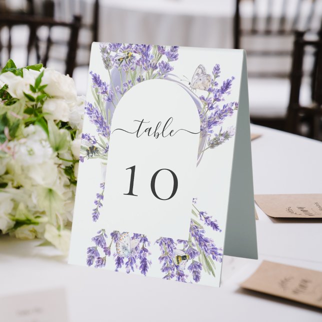 Wedding lavender florals violet table number table tent (Creator Uploaded)
