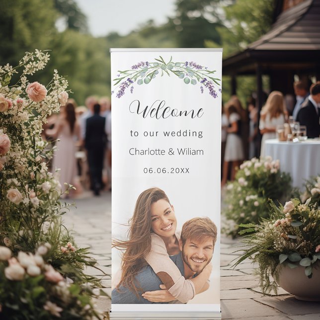 Wedding lavender greenery photo welcome retractable banner (Creator Uploaded)