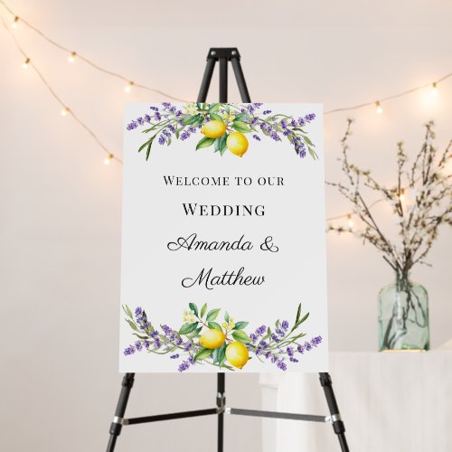 Wedding lavender lemons welcome foam board