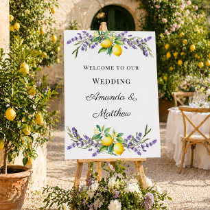 Wedding lavender lemons welcome foam board