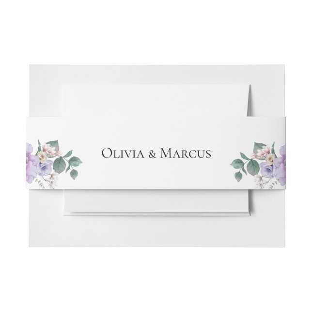 Wedding Lavender Peony Invitation Belly Band (Front Example)