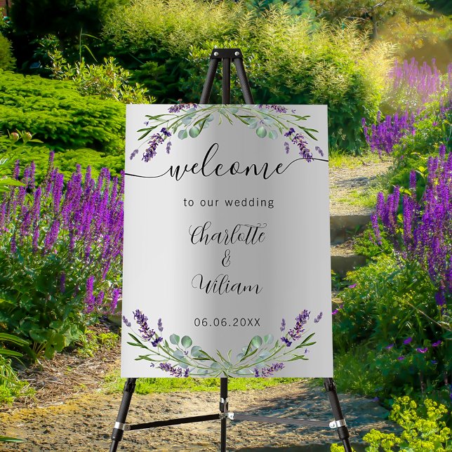 Wedding lavender silver eucalyptus welcome foam board (Creator Uploaded)